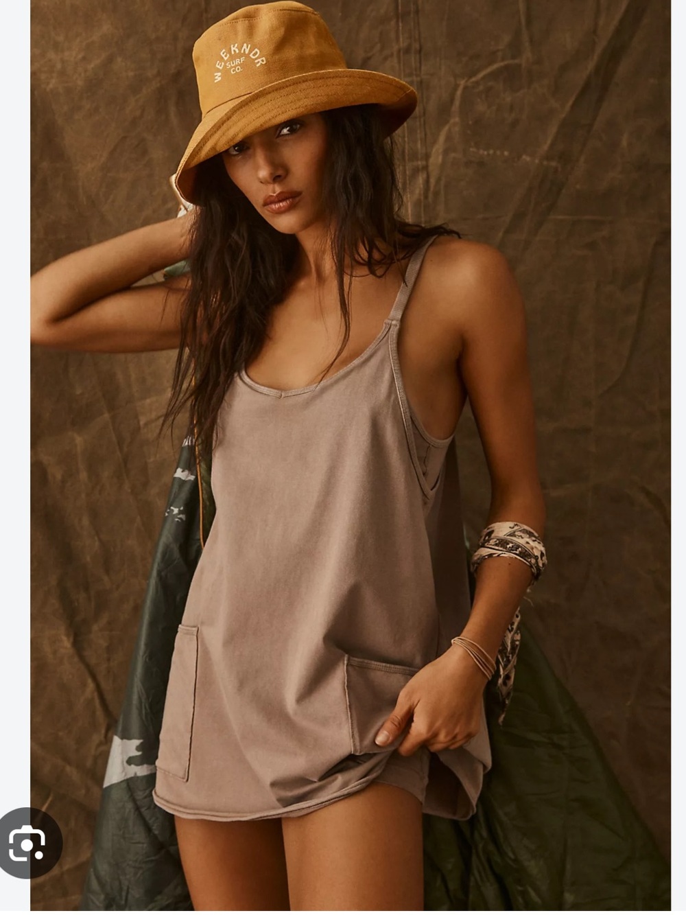 Free People FP Movement Hot Shot Mini Dress romper XS Mocha Latte Tan NWT NEW